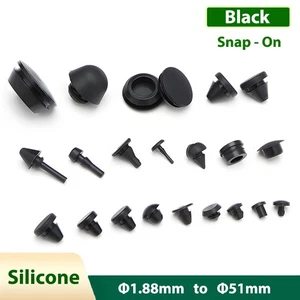 Black Silicone Plug Snap-On Hole Plugs Rubber Blanking Seal Bung Pipe All sizes - Picture 1 of 102