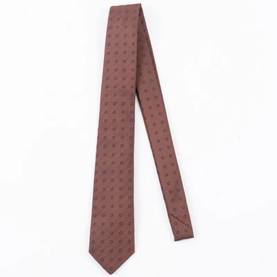 Luigi Borrelli Napoli Corbata Estrecha 2.5" Ancho Marrón Óxido Mini Floral Seda Nueva Foto 1 de 4