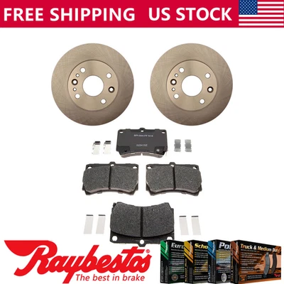 前刹车转子 + 金属刹车片和硬件 适用于 1995 - 1997 福特 Aspire — 第 1/4 张图片