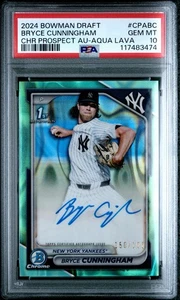 Bryce Cunningham 2024 Bowman Draft Chrome 1st Auto Aqua Lava /199 PSA 10 Gem - Picture 1 of 3