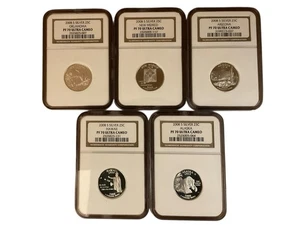 2008 S NGC PF70 ULTRA CAMEO SILVER PROOF 5 COIN STATEHOOD QUARTER SET 25C - Picture 1 of 5
