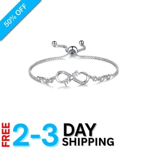 Elegant Infinity Bracelet with Cubic Zirconia - Perfect for Mother's Day - Picture 1 of 9
