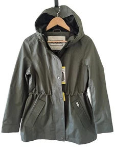 Hunter Womens Army Olive Green Water Wind Resistant Smock Rain Jacket Small New - Picture 1 of 17
