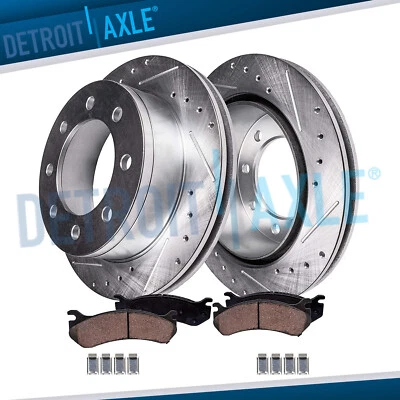 14.1'' 358mm Rear Drilled Rotors and Ceramic Brake Pads for Dodge Ram 2500 3500 - Image 1 of 4