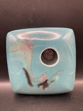Georgetown Pottery Studio Square Teal Blue IKEBANA Vase New In Box GIFTABLE