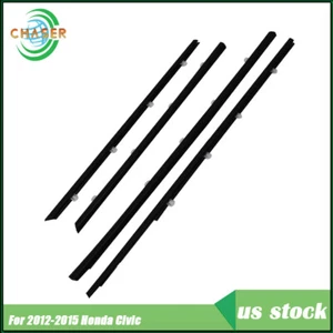 For HONDA CIVIC 2012-2015 4pcs Outer Window Moulding Trim Weatherstrip Seal - Picture 1 of 11