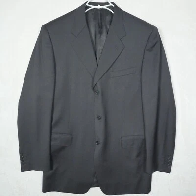 Canali Blazer Men's 44L 3 Button Black  Wool Suit 1 Piece Jacket Sport Coat - Image 1 of 4