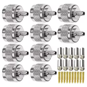 10X N Male Plug Crimp For RG58 RG142 LMR195 RG400 cable Straight RF Connector - Picture 1 of 11