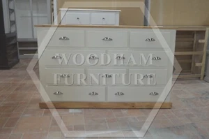 HANDMADE COUNTRY 10 DRAWER MIX CHEST IN IVORY/LIGHT OAK (NOT FLATPACKED) - Picture 1 of 13
