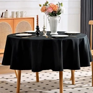 Round Tablecloth 90 Inch Water Resistant Spill Proof Washable Poly... circular t - Picture 1 of 4