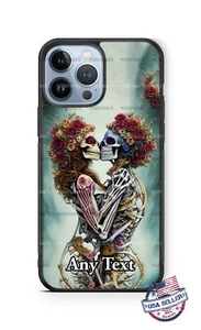 Bestie Skeletons Kissing Flowers Love Personalized Phone Case for iPhone Samsung - Picture 1 of 11