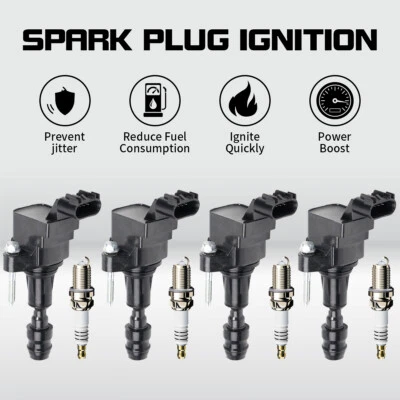 4 Ignition Coil & 4X IRIDIUM Spark Plug for 2007-14 Chevrolet Malibu 2.4L UF491✅ Foto 1 de 4