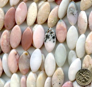 PERUVIAN PINK OPAL 12x25mm Marquise shaped beads 16" strand - Picture 1 of 3