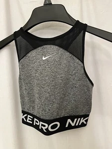 Nike Pro Drifit Tank Women Xtra Small Cropped Fitted Training Running Space Gray - Picture 1 of 8