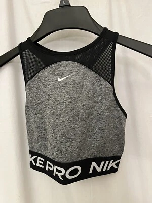 Camiseta sin mangas Nike Pro Drifit para mujer extra pequeña recortada ajustada entrenamiento correr gris espacial Foto 1 de 4