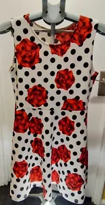 Süßes Damen-Skaterkleid mit roten Rosen und Tupfen in Größe L/XL - Bild 1 von 9