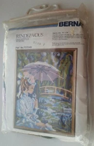 Bernat Quickstitch "Rendez-vous" Pak No T02049 NEW Women w/ Umbrella 15" x 19" - Picture 1 of 2