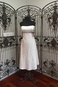 406 ALFRED ANGELO 6132 GRÖSSE 14 ELFENBEIN WEINROT FORMELLES COCKTAILKLEID KLEID - Bild 1 von 14