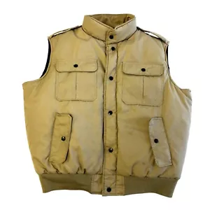Vtg Black Sheep Men's Khaki DOWN Hunting SAFARI Winter Coat Ski Vest XL - Picture 1 of 9