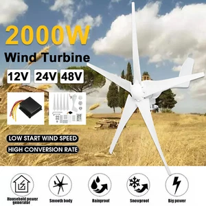 2000W 12V 24V 48V Wind Turbine Generator New Enery Power Kit + Charge Controller - Picture 1 of 14