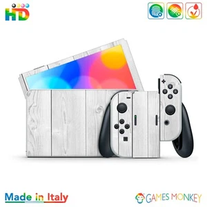 GamesMonkey® - Skin kompatibel Nintendo Switch - OLED CLASSIC - D018 weißes Holz - Picture 1 of 7