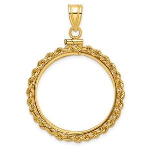 2008 $25 1/2 oz American Buffalo Screw Top Small Rope Knot Coin Bezel 14k Gold - Picture 1 of 7