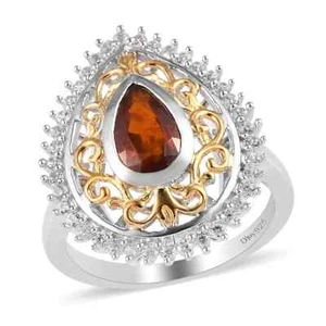 1.50CTW Tangerine Kyanite & Zircon Ring Platinum  Plated Size 7 - Picture 1 of 6