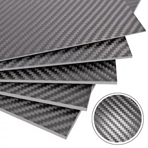 Pannello piastra laminato foglio in fibra di carbonio 0,5-4 mm spessore 200 x 300 mm 100% fibra di carbonio 3K - Foto 1 di 8