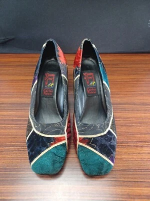 Tacones de piel Carlos Falchi F Studio brillantes coloridos talla 6M Foto 1 de 4