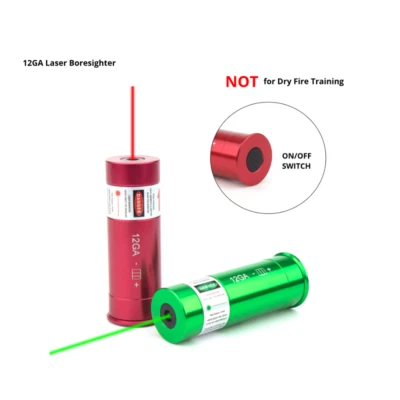 Red/ Green Laser Boresighter 12GA Shotgun Bore Sight ON/OFF Switch Hunting - Image 1 of 4