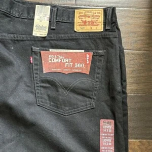 Levis 560 Jeans Mens 54 x 30 Black Big & Tall Comfort Fit Tapered Leg - Picture 1 of 7