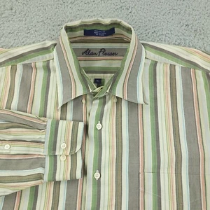 Alan Flusser Shirt Mens XL Extra Large Green Ivory Casual Office Hidden BD - Picture 1 of 16
