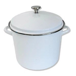 CUISINART Pentola classica smaltata bianca su acciaio con coperchio 16 Qt #EOS166-30W - Foto 1 di 21