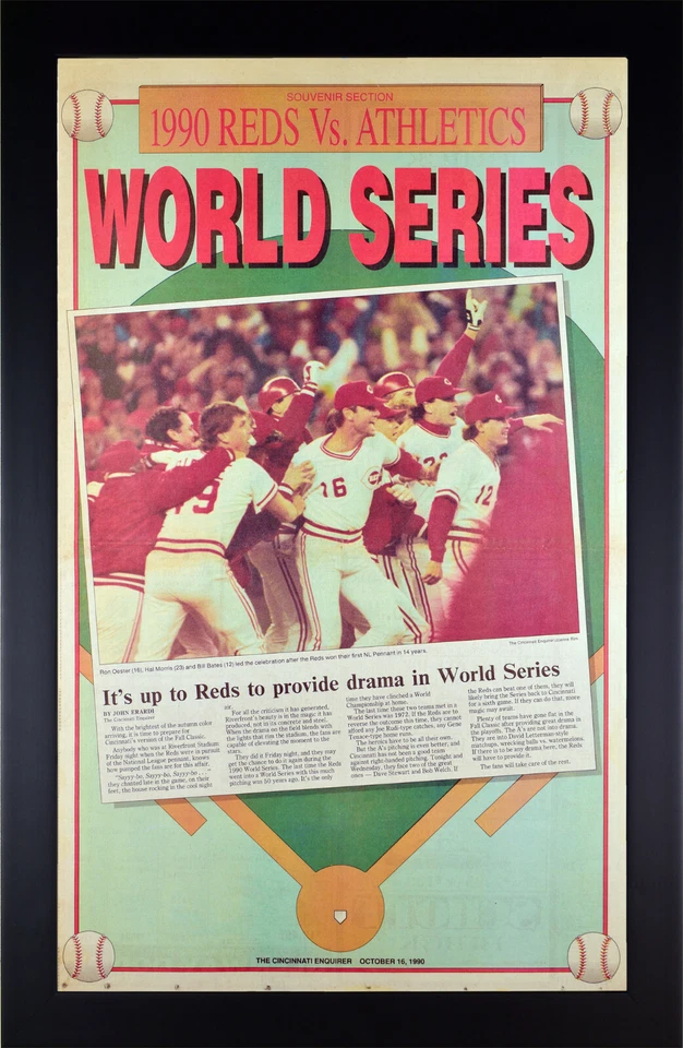 Cincinnati Reds World Series Preview Newspaper Print Framed! 10/16/1990 - Image 1 of 1