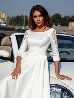 Vestido de novia Elopement, falda de novia blanca corta vintage, vestido de novia civil Foto 1 de 4