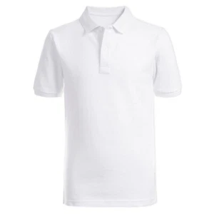 IZOD WHITE Boys' School Uniform Short Sleeve Polo Shirt, US Medium Husky - Picture 1 of 4