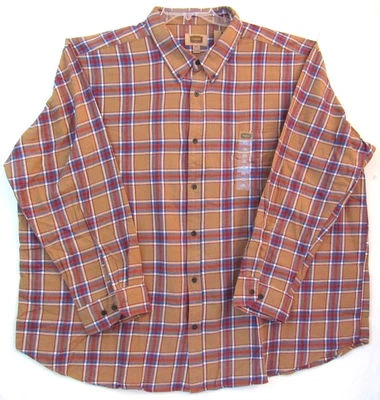 4XL Flannel Men's Shirt-Foundry Supply-Toffee Victorian Blu Plaid-NWT-Big & Tall - Image 1 of 4