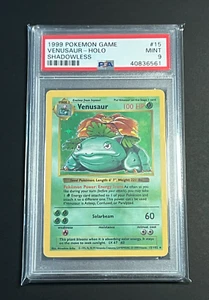 Pokémon Venusaur Base Set 15/102 Holo Shadowless Holo Rare PSA 9 - Mint - Picture 1 of 2