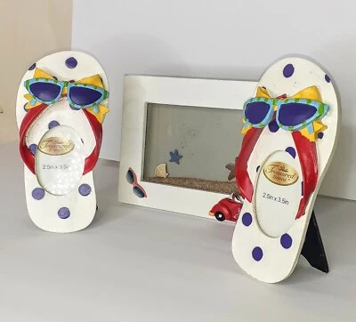 Treasured Times Beach Bumb Flip Flop Picture Frame Set 3 Piece Sandal and frame - Image 1 of 4