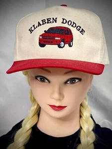Vintage Klaben Dodge KC Marke Mütze Kappe elfenbein/rot Druckknopflasche - Bild 1 von 7