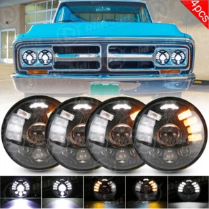 4PCS 5.75" 5-3/4" Round LED Headlights for GMC C15/C1500 1961-1972 Pickup C2500 - Picture 1 of 22