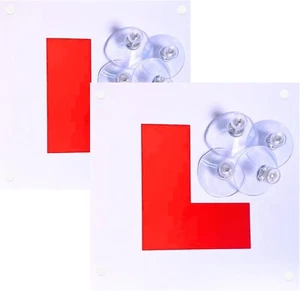 2x Placas L de conducción totalmente magnéticas para aprendices 8 ventosas para coche, furgoneta o autobús - Imagen 1 de 7