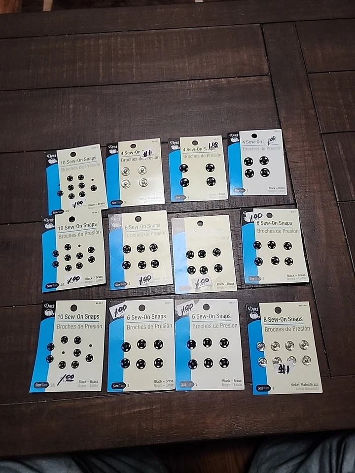 Dritz 80-2-1 Black Sew-On Snaps-Size 2 6/Pkg