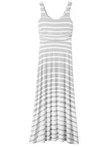 Neu mit Etikett Athleta gestreiftes Maxikleid SMALL meliert grau weiß ärmellos Tank weich - Bild 1 von 15