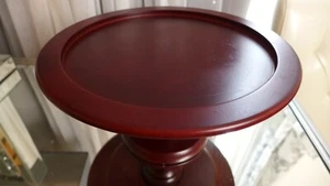 Vtg Cherry Red Round Cake MultiUse Pedestal Stand Wood Candle Stand Country 13" - Picture 1 of 9