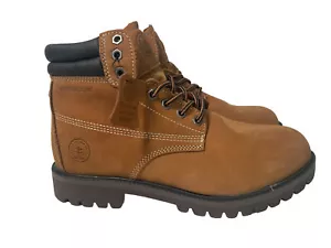 Jacata Men’s Brown Leather Work Boots Size 9 W, Non Slip Rubber, Water Resistant - Picture 1 of 10