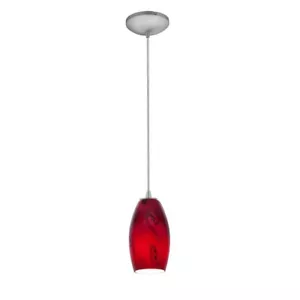 Access Light Merlot 1-Light Brushed Steel Cord Pendant with Red Sky Glass Shade - Picture 1 of 1