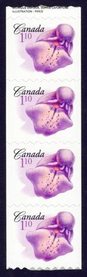 Canada sc#2196i The Marsh Skullcap, End strip of 4, Washed Phosphor, Mint-NH - Image 1 of 2