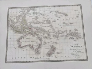 1829 Australia Nueva Zelanda, Indias Orientales, Islas del Pacífico, Mapa Lapie con Color a Mano - Imagen 1 de 24