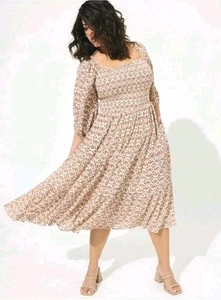 NEU! TORRID GR. 2X (18-20) MIDI GAZE SCHULTERFREI STUFENFARBEN HERBST KLEID  - Bild 1 von 20